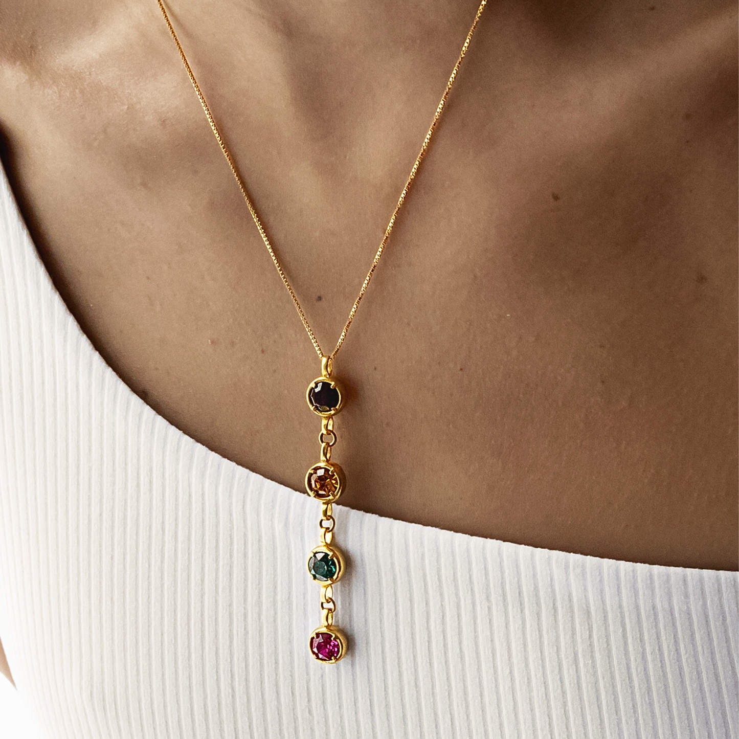 4 Birthstone Necklace - Gold